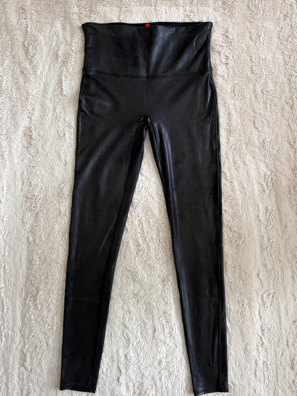 SPANX Faux Leather Leggings Black High Rise Tall Size XL